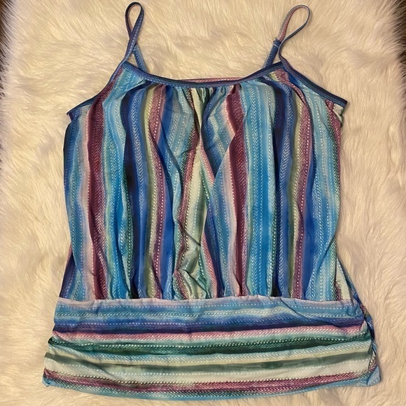 Swimsuits For All Swimsuit Tank Top‎ Womens Size 24 Blue Sleeveless Wireless - Picture 1 of 8